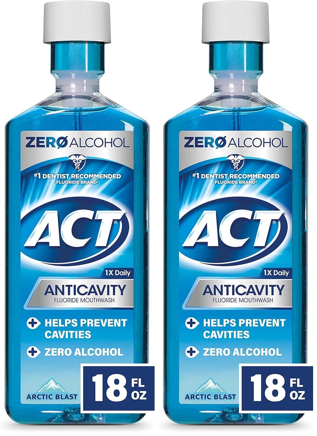 image:imageACT Anticavity Zero Alcohol Fluoride Mouthwash 18 fl oz With Accurate Dosing Cup Cinnamon Pack of 1Arctic Blast