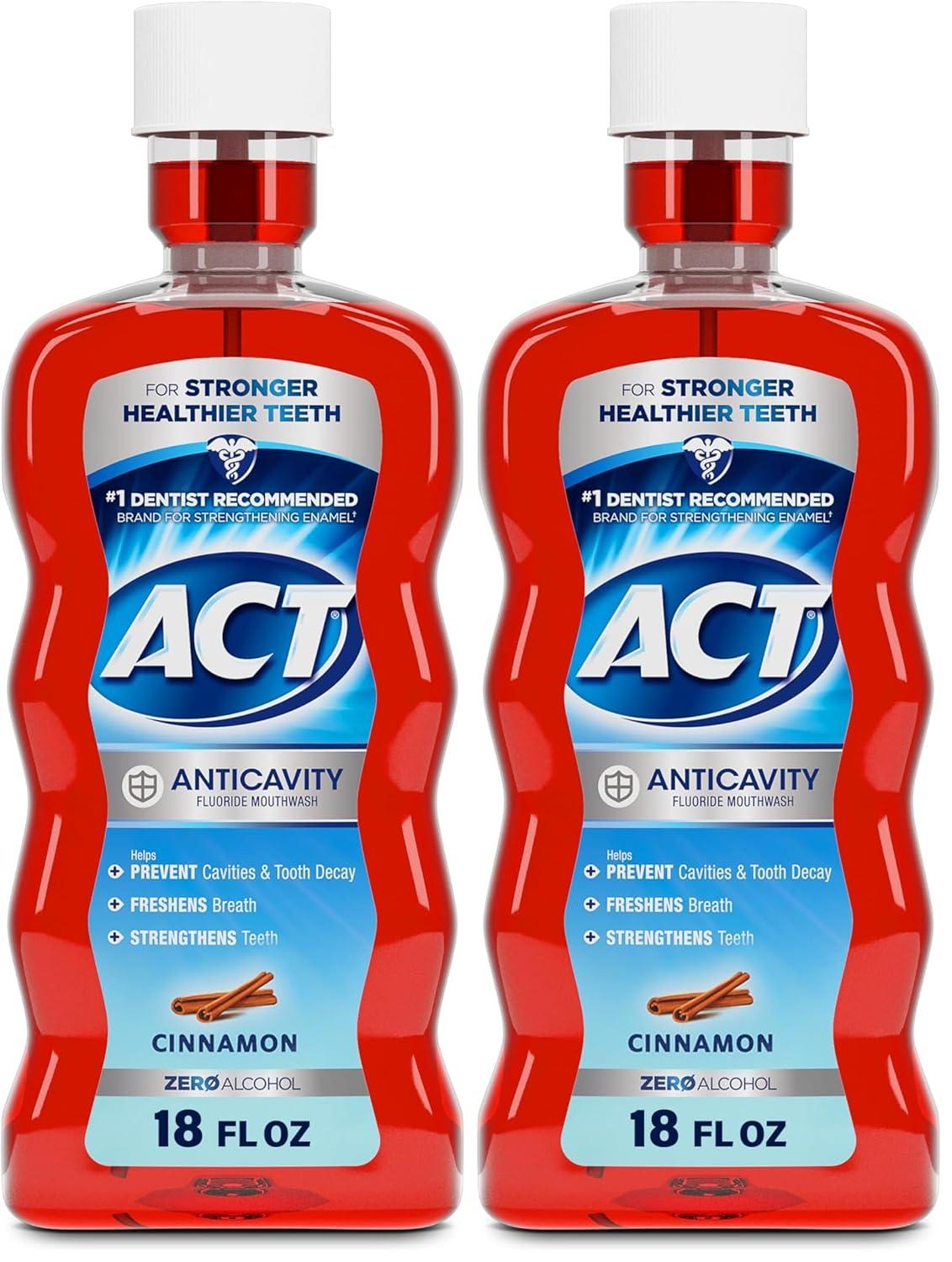 image:imageACT Anticavity Zero Alcohol Fluoride Mouthwash 18 fl oz With Accurate Dosing Cup Cinnamon Pack of 1Cinnamon