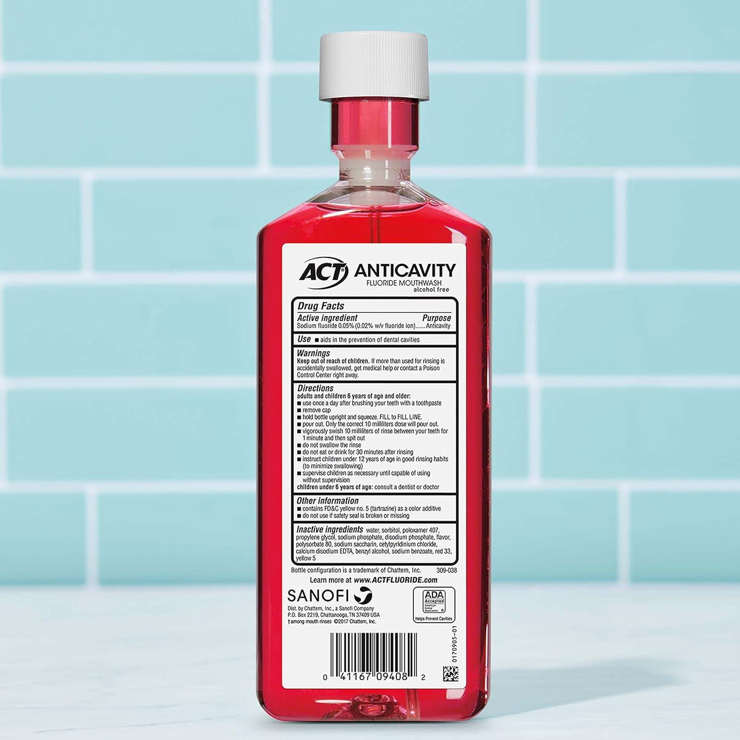 image:imageACT Anticavity Zero Alcohol Fluoride Mouthwash 18 fl oz With Accurate Dosing Cup Cinnamon Pack of 1Cinnamon