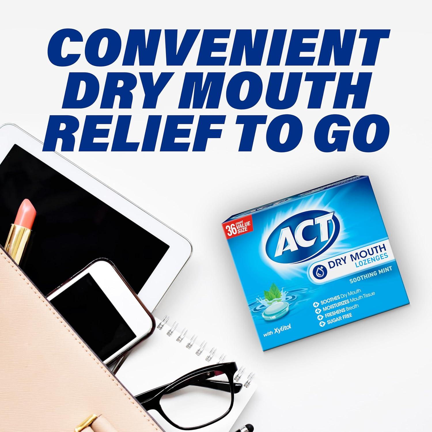image:imageACT Dry Mouth Lozenges with Xylitol Soothing Mint 36 Lozenges36 Count Pack of 1