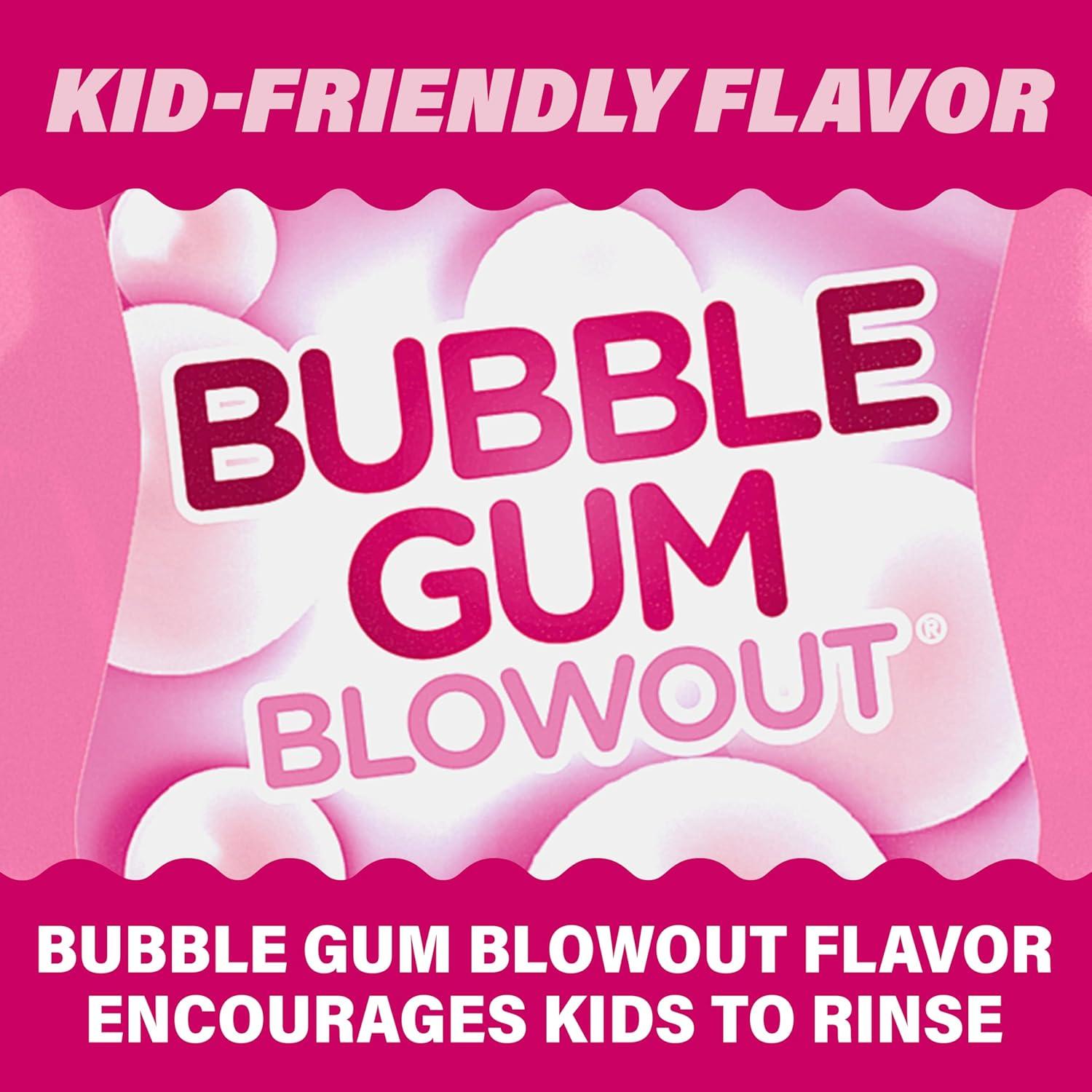 image:imageACT Kids Anticavity Fluoride Mouthwash Sugar amp Alcohol Free Mouth Rinse Strengthens Teeth Bubble Gum Blowout 169 fl oz169 Fl Oz Pack of 1
