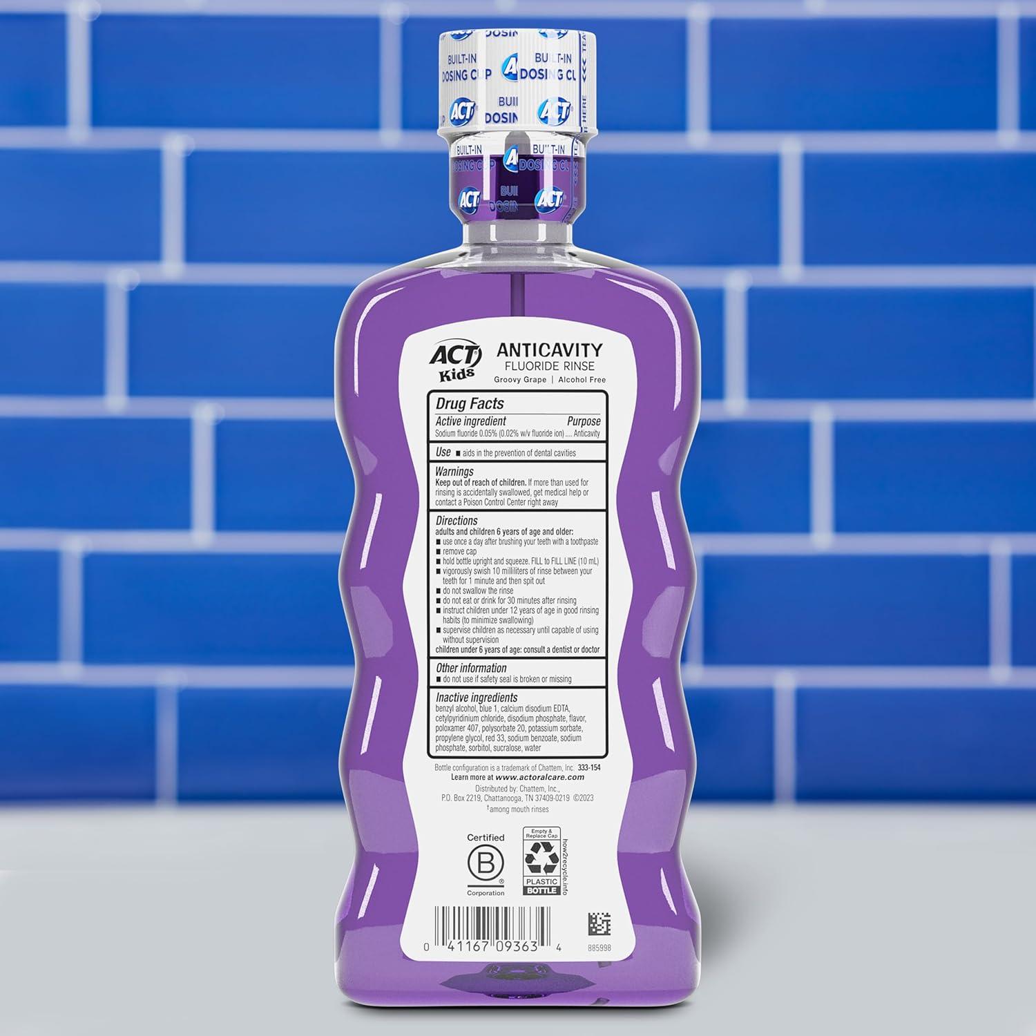image:imageACT Kids Anticavity Fluoride Rinse Groovy Grape 169 fl oz Accurate Dosing Cup Alcohol FreeGroovy Grape