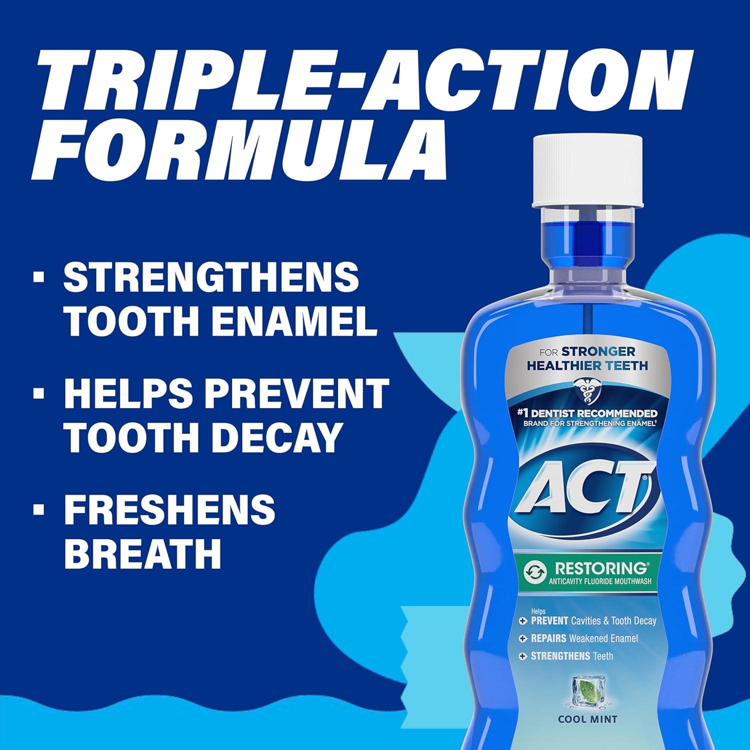 image:imageACT Restoring Fluoride Mouthwash 18 fl oz Strengthens Tooth Enamel Cool Mint