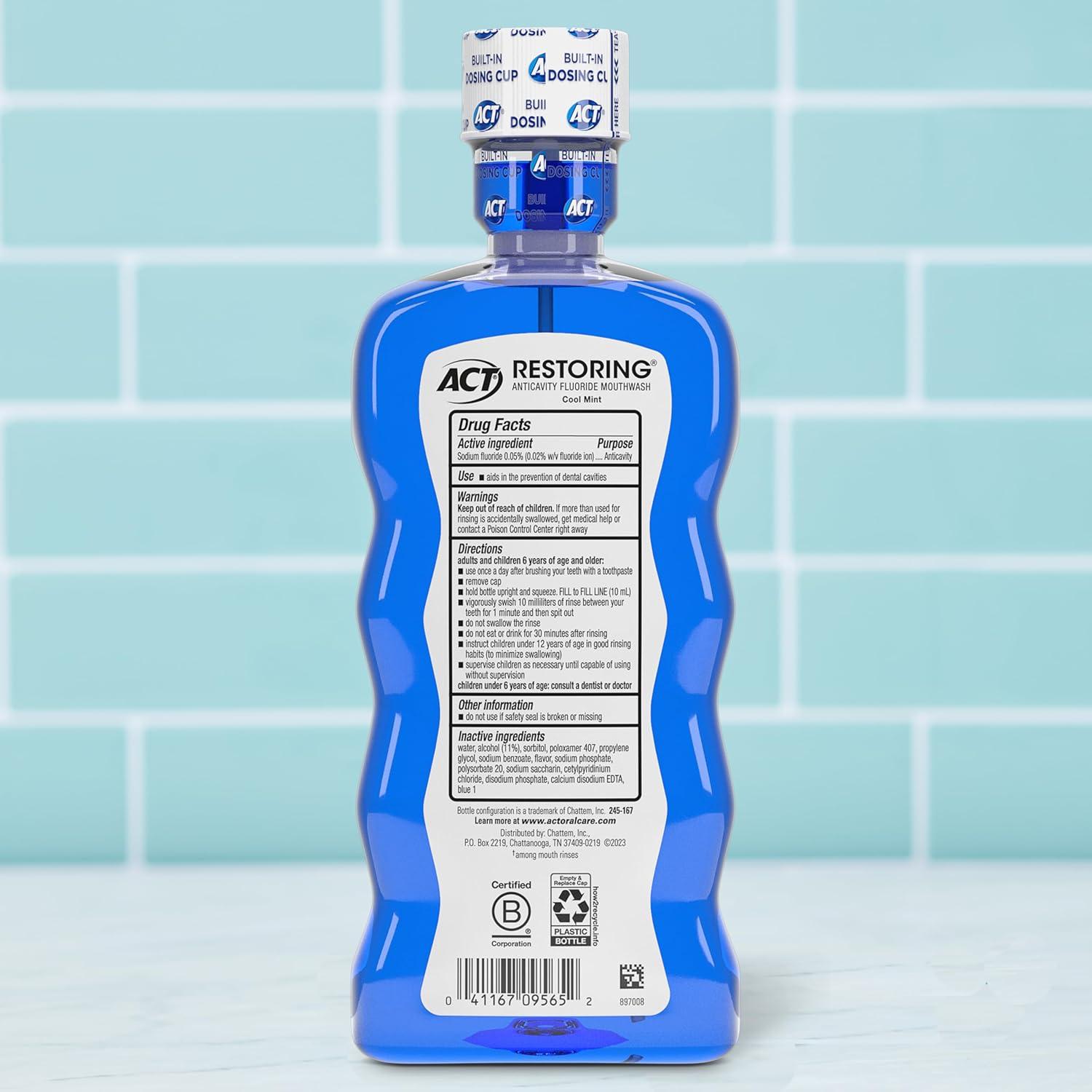 image:imageACT Restoring Fluoride Mouthwash 18 fl oz Strengthens Tooth Enamel Cool Mint