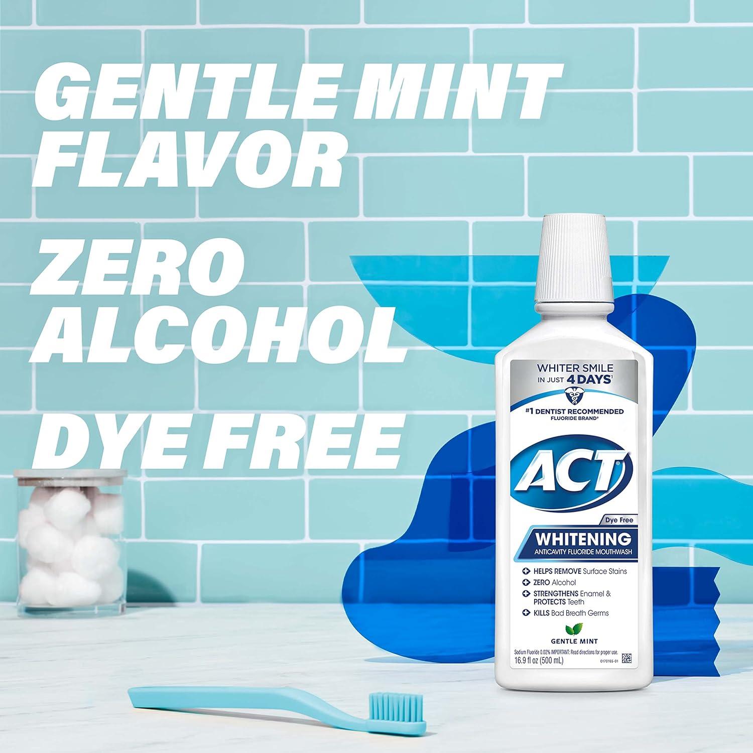 image:imageACT Whitening Anticavity Fluoride Mouthwash 169 fl oz With Zero Alcohol Dye Free Gentle MintMouthwash