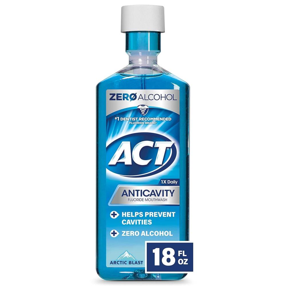 image:imageACT Anticavity Zero Alcohol Fluoride Mouthwash 18 fl oz With Accurate Dosing Cup Cinnamon Pack of 1Arctic Blast