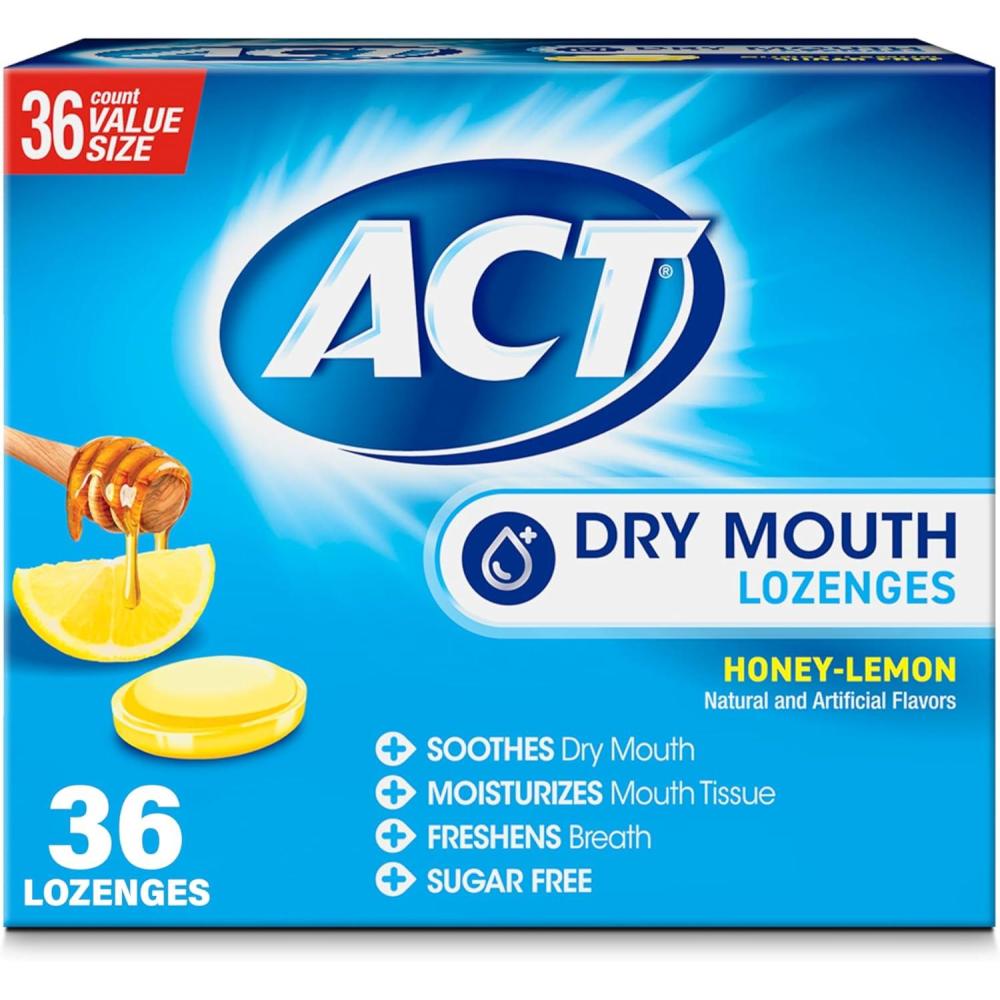 image:imageACT Dry Mouth Lozenges With Xylitol 36Count Sugar Free HoneyLemon36 Count Pack of 1