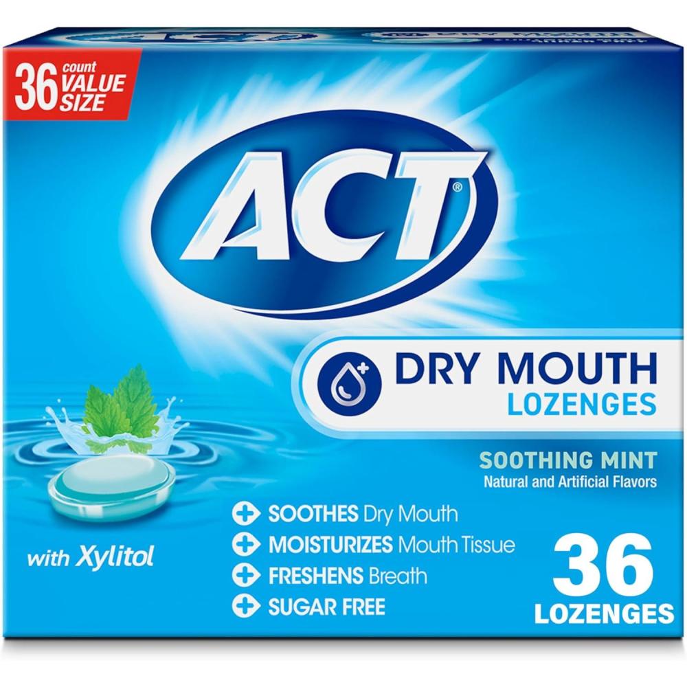 image:imageACT Dry Mouth Lozenges with Xylitol Soothing Mint 36 Lozenges36 Count Pack of 1