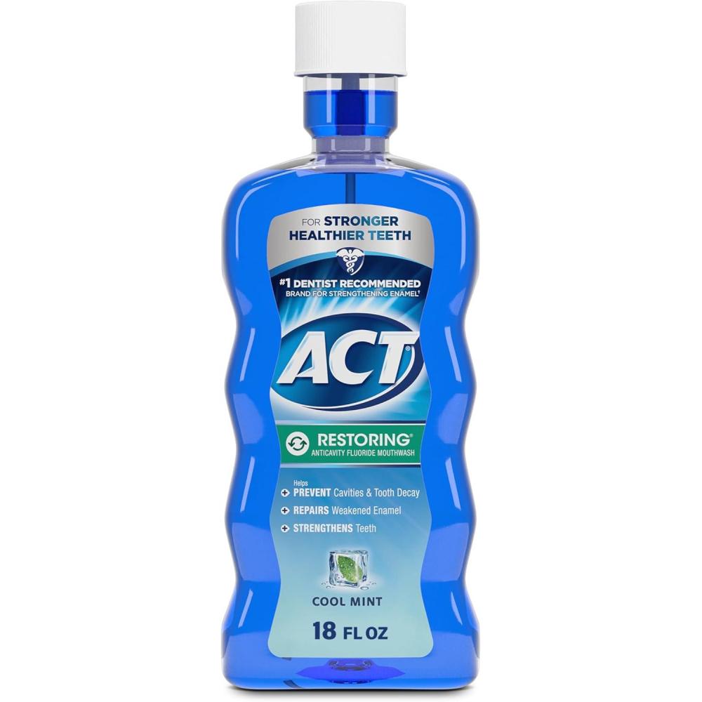image:imageACT Restoring Fluoride Mouthwash 18 fl oz Strengthens Tooth Enamel Cool Mint