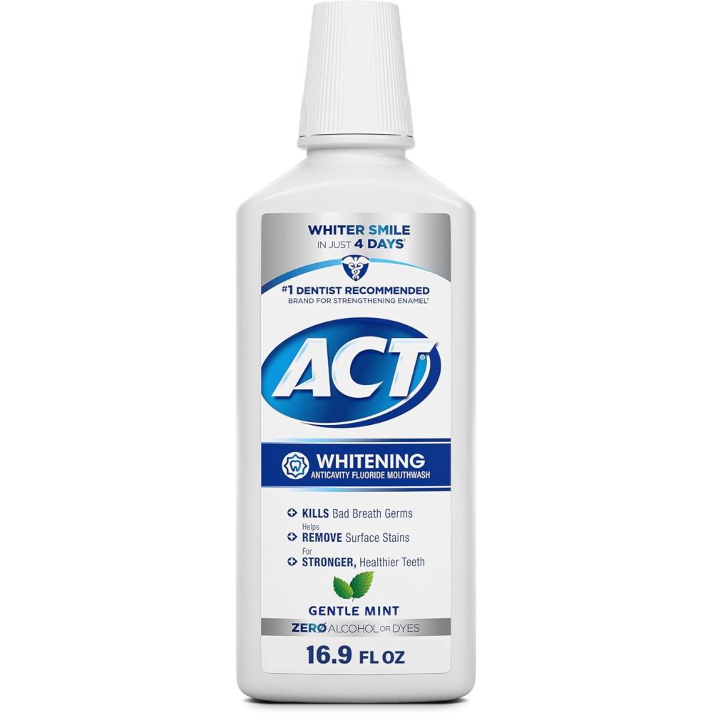 image:imageACT Whitening  Anticavity Fluoride Mouthwash 169 fl oz With Zero Alcohol Dye Free Gentle MintMouthwash