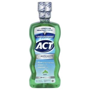 ACT Anticavity Zero Alcohol Fluoride Mouthwash 18 fl. oz., With Accurate Dosing Cup, Cinnamon (Pack of 1)(Mint)
