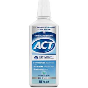ACT Dry Mouth Anticavity Zero Alcohol Fluoride Mouthwash 18 fl. oz. Soothing Mint