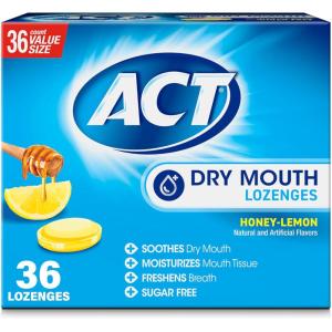 ACT Dry Mouth Lozenges With Xylitol, 36-Count, Sugar Free Honey-Lemon(36 Count (Pack of 1))