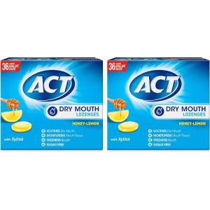 ACT Dry Mouth Lozenges With Xylitol, 36-Count, Sugar Free Honey-Lemon(36 Count (Pack of 2))