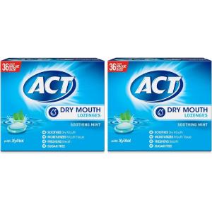 ACT Dry Mouth Lozenges with Xylitol, Soothing Mint, 36 Lozenges(36 Count (Pack of 2))