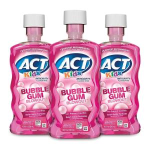 ACT Kids Anticavity Fluoride Rinse Groovy Grape 16.9 fl. oz. Accurate Dosing Cup, Alcohol Free(Bubblegum)