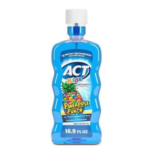 ACT Kids Anticavity Fluoride Rinse Groovy Grape 16.9 fl. oz. Accurate Dosing Cup, Alcohol Free(Pineapple Punch)