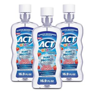 ACT Kids Anticavity Fluoride Rinse Groovy Grape 16.9 fl. oz. Accurate Dosing Cup, Alcohol Free(Strawberry)