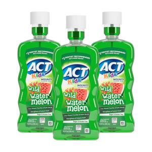 ACT Kids Anticavity Fluoride Rinse Groovy Grape 16.9 fl. oz. Accurate Dosing Cup, Alcohol Free(Watermelon)