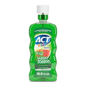 ACT Kids Anticavity Fluoride Rinse Groovy Grape 16.9 fl. oz. Accurate Dosing Cup, Alcohol Free(Wild Watermelon)