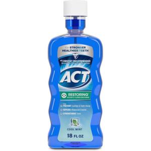 ACT Restoring Fluoride Mouthwash 18 fl. oz. Strengthens Tooth Enamel, Cool Mint