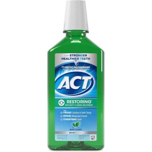 ACT Restoring Zero Alcohol Fluoride Mouthwash 33.8 fl. oz. Strengthens Tooth Enamel, Mint Burst(33.8 Fl Oz (Pack of 1))