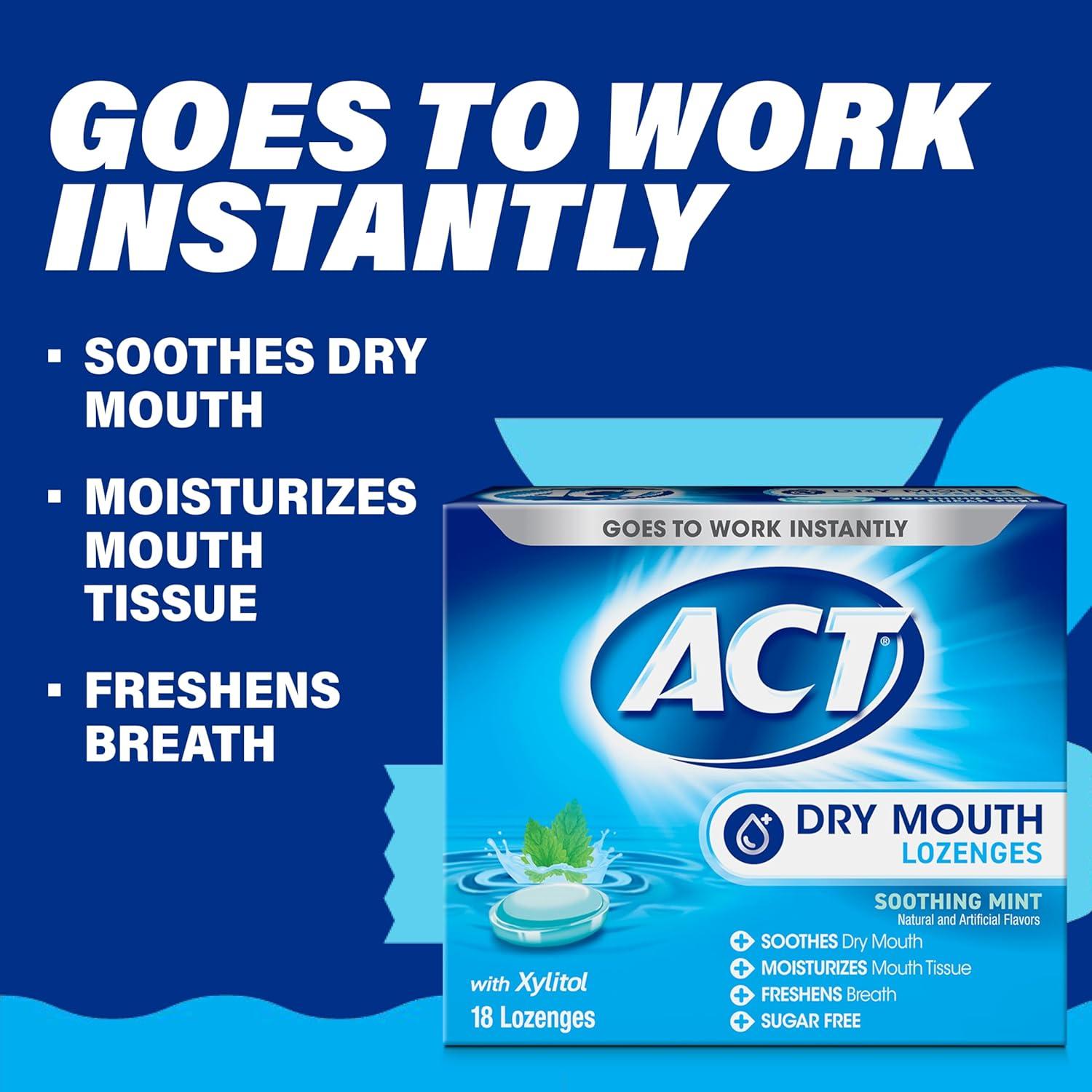 image:imageACT Dry Mouth Lozenges with Xylitol Soothing Mint 18 LozengesSoothing Mint