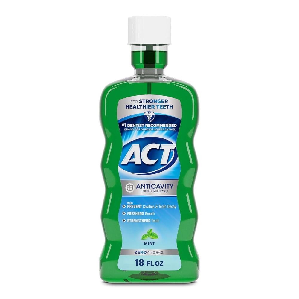 image:imageACT Anticavity Fluoride Mouthwash with Zero Alcohol Prevents Cavities Freshens Breath amp Strengthens Teeth Mint Flavor 18 fl oz 2 pk18 Fl Oz Pack of 1