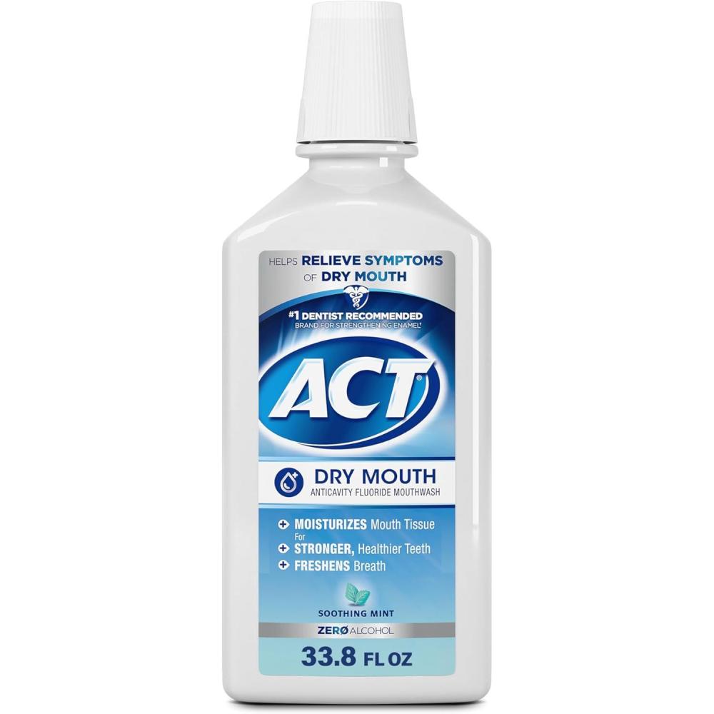 image:imageACT Dry Mouth Anticavity Zero Alcohol Fluoride Mouthwash Soothing Mint 338 fl oz