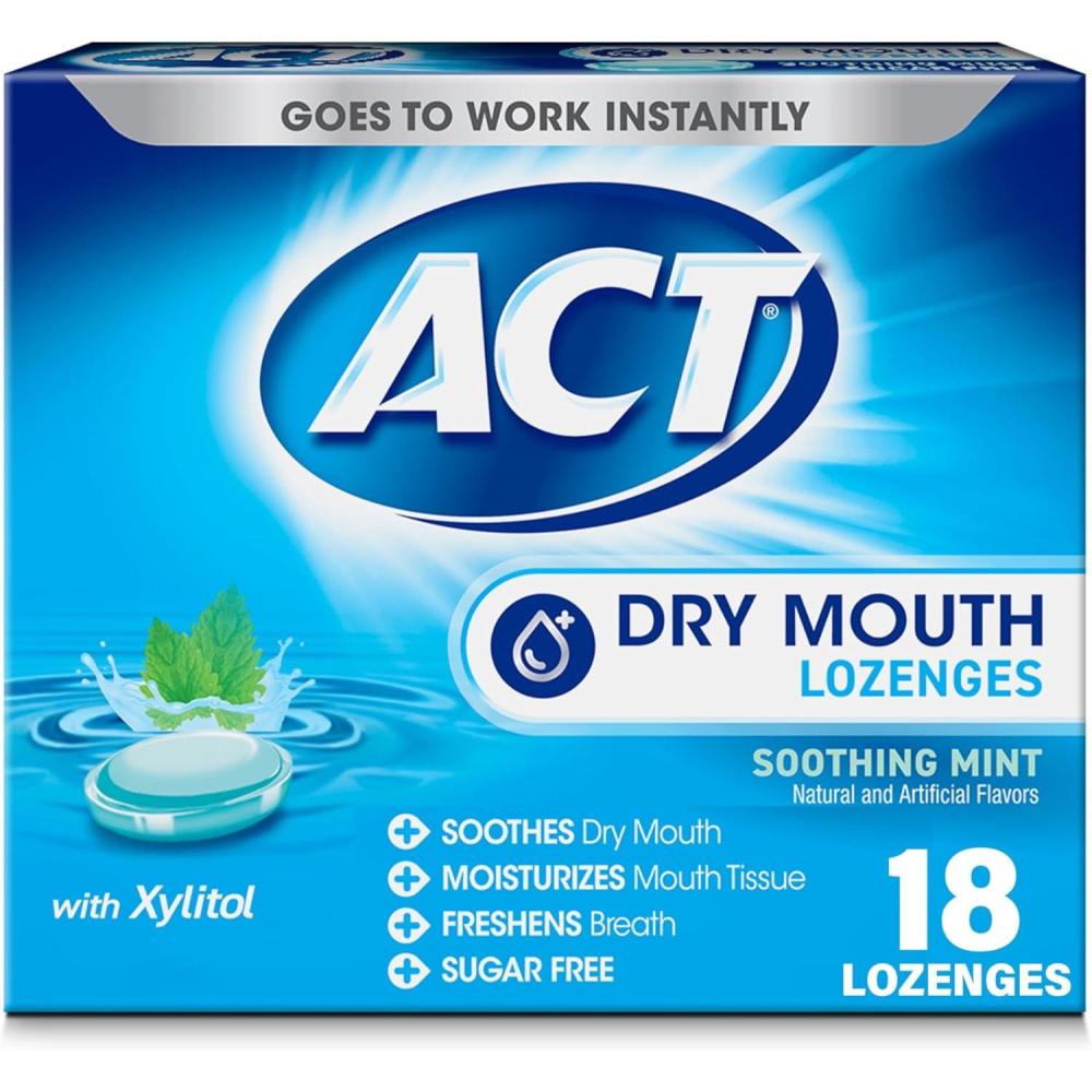 image:imageACT Dry Mouth Lozenges with Xylitol Soothing Mint 18 LozengesMint