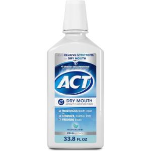 ACT Dry Mouth Anticavity Zero Alcohol Fluoride Mouthwash, Soothing Mint, 33.8 fl. oz.